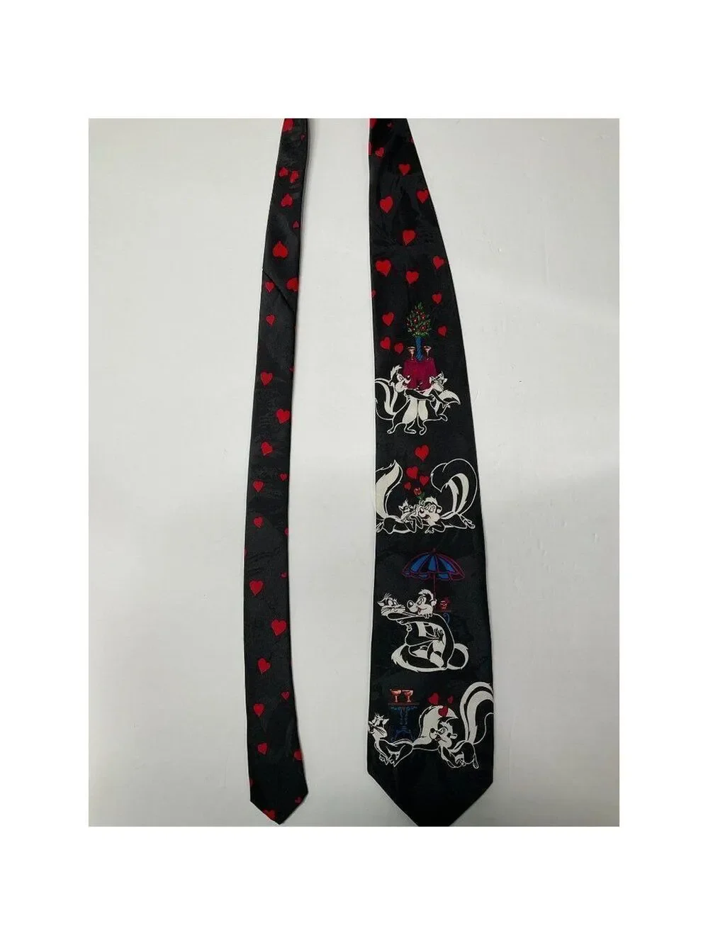 VINTAGE 1993 Pepe Le Pew Neck Tie Looney Tunes Mania Black Cartoon Network Silk